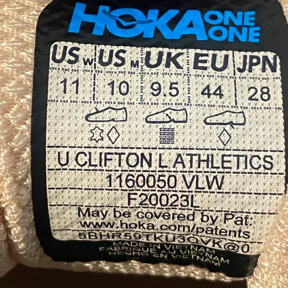 Hoka One One U Clifton L Athletics Vanilla Wheat Running shoes Mens 10/ WMNS 11